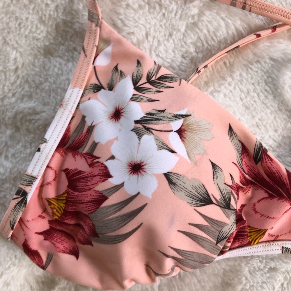 Body Glove Light Pink Floral Halter Bikini Top